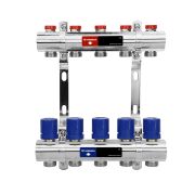 VARMEGA Коллекторная группа 1« х 8 вых 3/4»x18 (м/ц 50 мм) клапаны. Латунь