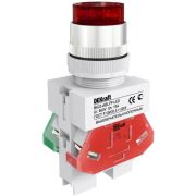Кнопка красная с подсв. 220В LED с выступ. толкателем 1НО+1НЗ ВК22-ABLFP-RED-LED