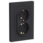ATLASDESIGN РОЗЕТКА двойная с заземлением, 16А, в сборе, КАРБОН, арт. ATN001024
