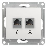 GLOSSA РОЗЕТКА двойная RJ11+RJ45, кат.5E, БЕЛЫЙ, арт. GSL000185