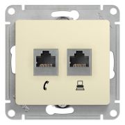 GLOSSA РОЗЕТКА двойная RJ11+RJ45, кат.5E, БЕЖЕВЫЙ, арт. GSL000285